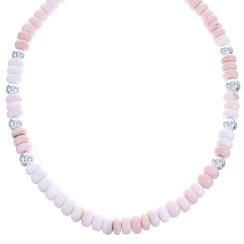 Southwestern Sterling Silver And Pink Opal Bead Necklace BX120736